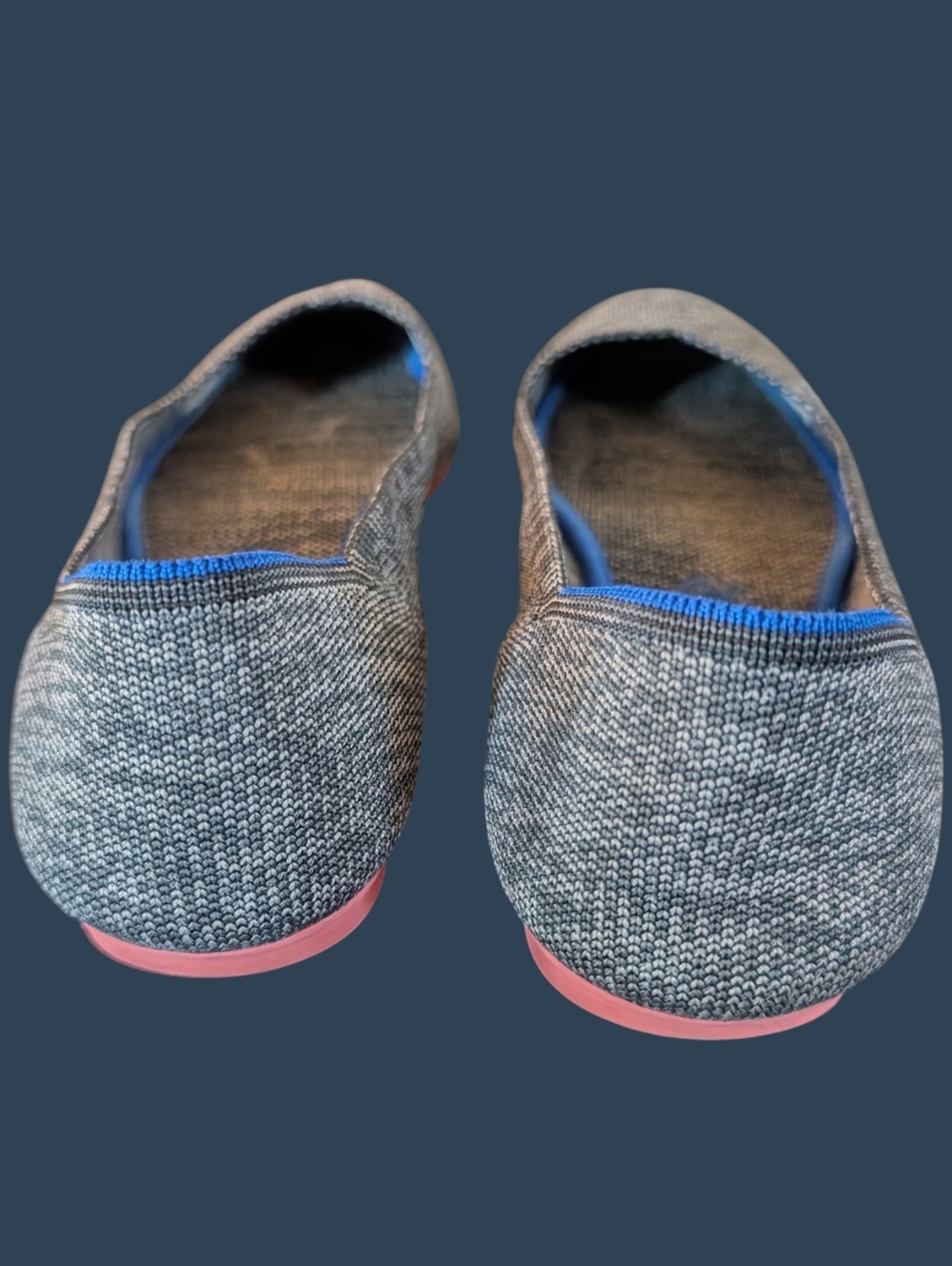 EUC Retired Rothy’s Birdseye Charcoal Flats Size 11 Gray W/ Pink Soles - Picture 5 of 9